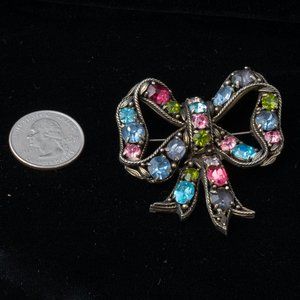 Antique 1950s Brooch with Large Rhinestones